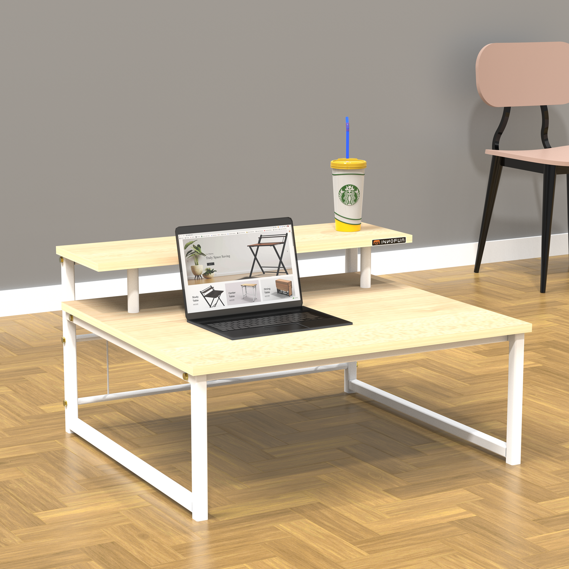 Study table for online sitting on floor